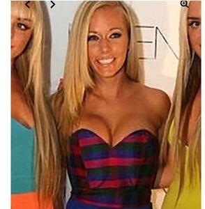 NAVEN Kendra Wilkinson Silk Plaid Corset Top Size S